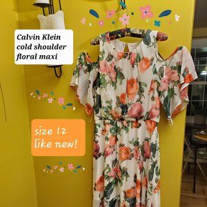 Calvin Klein cold shoulder floral maxi dress